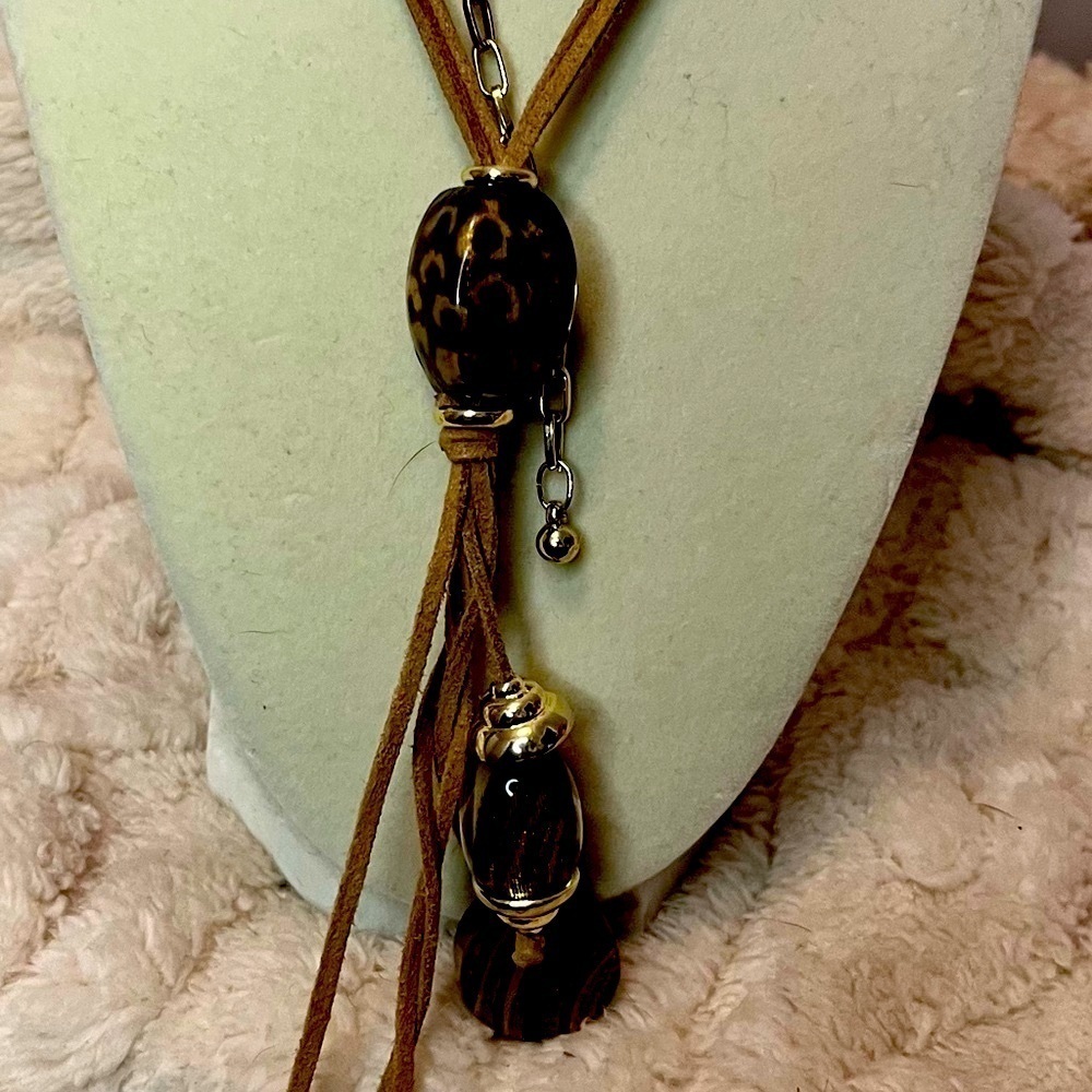 Vintage Chico’s Leather Boho Lariat Necklace